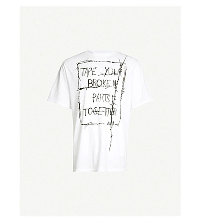 Shop Haider Ackermann Slogan-print Cotton-jersey T-shirt In Ivory