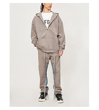 Shop Fear Of God Reflective-panel Cotton-jersey Jogging Bottoms In God Grey