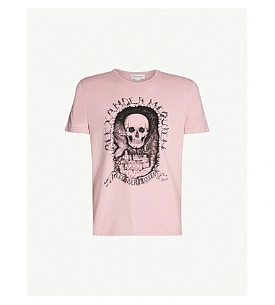 Shop Alexander Mcqueen Skull-print Cotton-jersey T-shirt In Pink