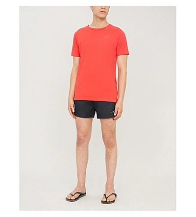 Shop Off-white Regular-fit Logo-print Swim Shorts In Black