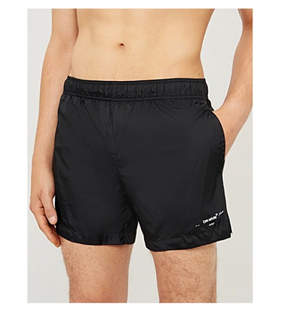 Shop Off-white Regular-fit Logo-print Swim Shorts In Black