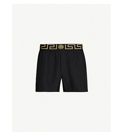 Shop Versace Mens Black Gold Iconic Branded Swim Shorts L