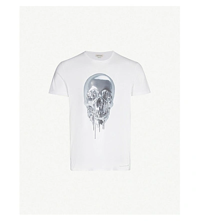 Shop Alexander Mcqueen Skull-print Cotton-jersey T-shirt In White Mix