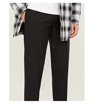 Shop Acne Studios Ryder Slim-fit Tapered Cotton-crepe Trousers In Black