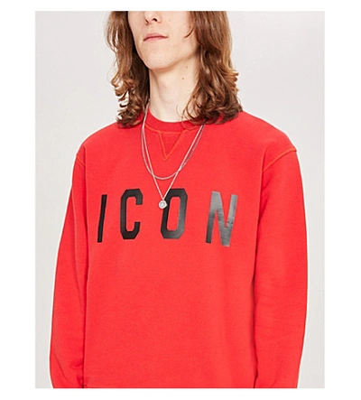 Shop Dsquared2 Icon Cotton-jersey Sweatshirt In Red Black