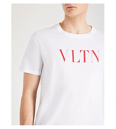 Shop Valentino Logo-print Cotton-jersey T-shirt In White Red