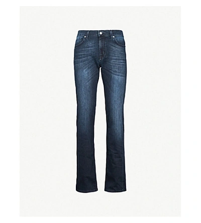 Shop 7 For All Mankind Standard Luxe Performance Straight-leg Jeans In Dark Blue