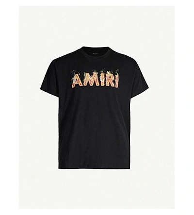 Shop Amiri Logo-graphic Cotton-jersey T-shirt In Tar