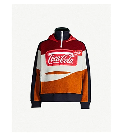 Facetasm X Coca Cola Paneled Wool-blend Hoody In Red