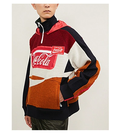 Facetasm X Coca Cola Paneled Wool-blend Hoody In Red