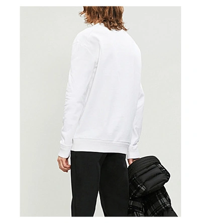 Shop Hugo Atom-embroidered Cotton-jersey Sweatshirt In White