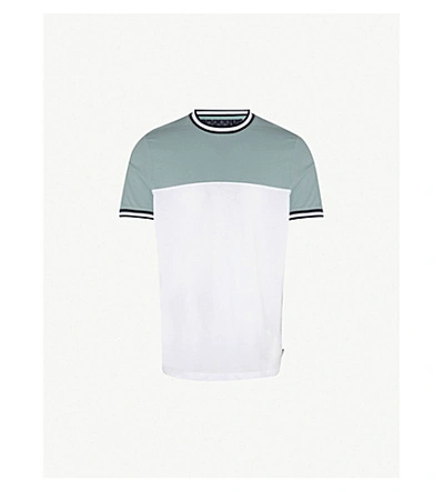 Shop Ted Baker Silva Panelled Cotton T-shirt In Pl-green