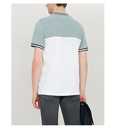 Shop Ted Baker Silva Panelled Cotton T-shirt In Pl-green