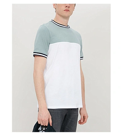 Shop Ted Baker Silva Panelled Cotton T-shirt In Pl-green