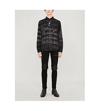 Shop Amiri Checked Relaxed-fit Cotton-blend Shirt In Black Grey