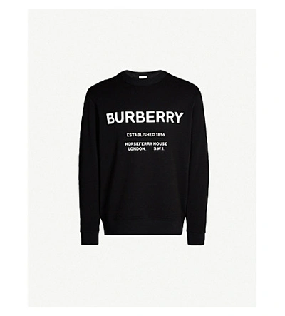 Shop Burberry Horseferry Logo-print Cotton-jersey Sweatshirt In Black