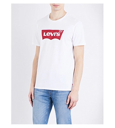 Shop Levi's Logo-print Cotton-jersey T-shirt In Graphic White