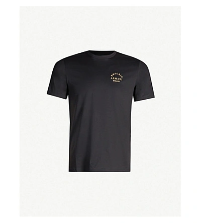 Shop Emporio Armani Logo-print Cotton-jersey T-shirt In Black