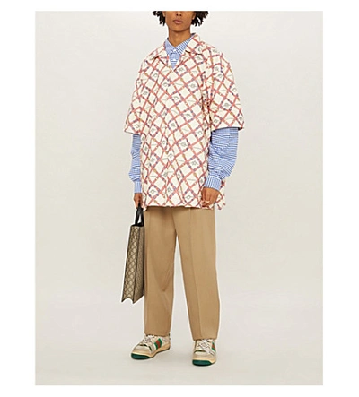 Shop Gucci Graphic-print Relaxed-fit Woven Shirt In Red White