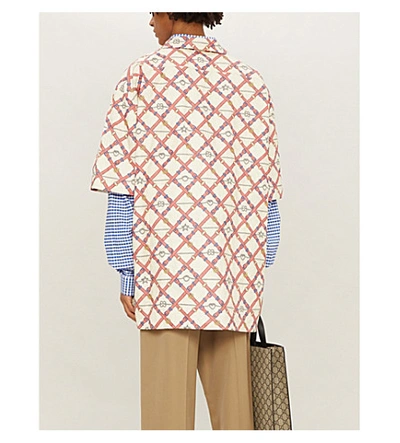 Shop Gucci Graphic-print Relaxed-fit Woven Shirt In Red White