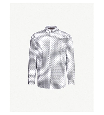 Shop Ted Baker Geometric-print Cotton Shirt In White