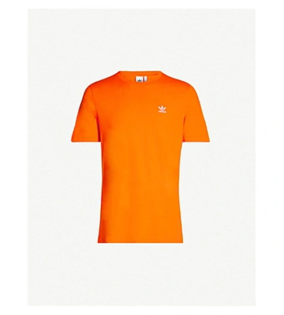 Shop Adidas Originals Logo-print Cotton-jersey T-shirt In Orange