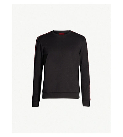 Shop Hugo Logo Tape Stretch-cotton Sweatshirt In Black