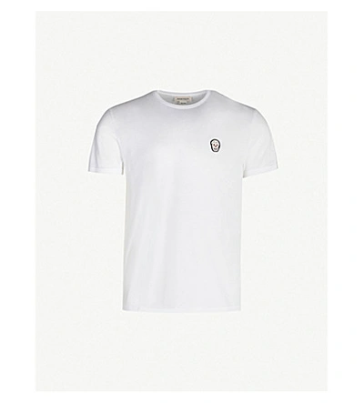 Shop Alexander Mcqueen Embellished Skull-appliqué Cotton-jersey T-shirt In White