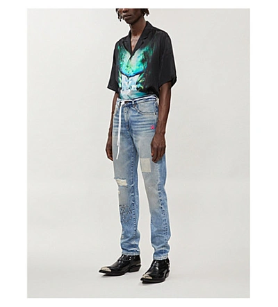 Shop Off-white Faded Wash Slim-fit Jeans In Vintage Wash Fuchsia