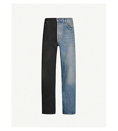 Shop Balenciaga Two-tone Wide Jeans In Light Rust Indigo