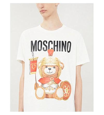 Shop Moschino Teddy Crewneck Cotton-jersey T-shirt In Fantasy White