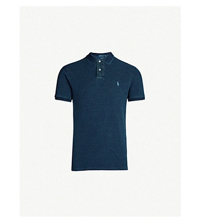 Shop Polo Ralph Lauren Logo-embroidered Slim-fit Cotton-piqué Polo Shirt In Dark Indigo
