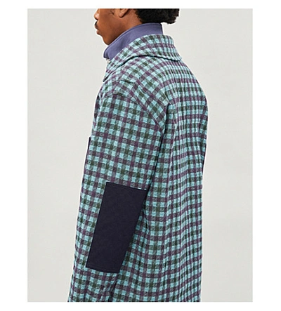 Shop Acne Studios Osman Checked Oversized Woven Overshirt In Lilac