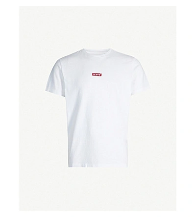 Shop Levi's Oversized Logo-print Cotton-jersey T-shirt In White Crimson Embroidery