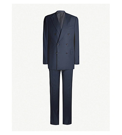 Shop Tom Ford Double-breasted Shelton-fit Wool Suit In Navy