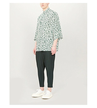 Shop Haider Ackermann Graphic-print Relaxed-fit Rayon And Silk-blend Shirt In Green