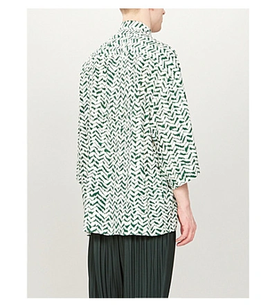 Shop Haider Ackermann Graphic-print Relaxed-fit Rayon And Silk-blend Shirt In Green