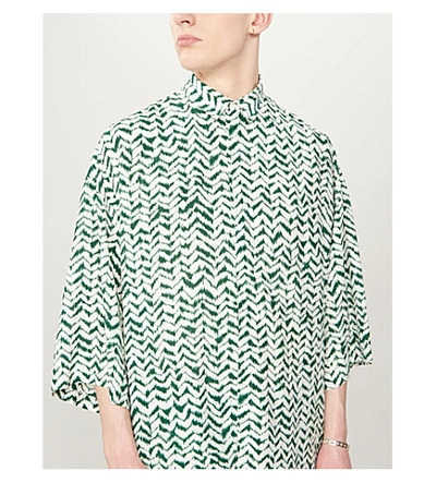 Shop Haider Ackermann Graphic-print Relaxed-fit Rayon And Silk-blend Shirt In Green