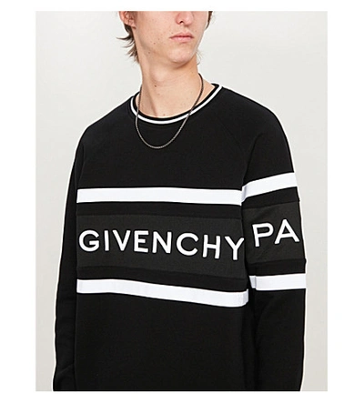 Shop Givenchy Logo-embossed Cotton-jersey Sweatshirt In Black/white