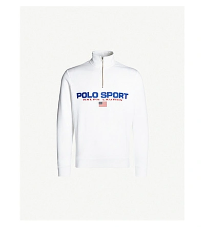 Shop Polo Ralph Lauren Polo Sport-print Cotton-blend Jersey Sweatshirt In White