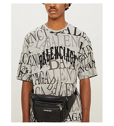 Shop Balenciaga Chinatown Logo-print Cotton T-shirt In Heather Grey