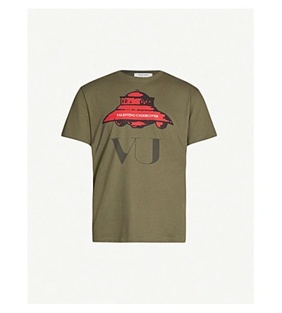 Shop Valentino X Undercover Graphic-print Cotton-jersey T-shirt In Green