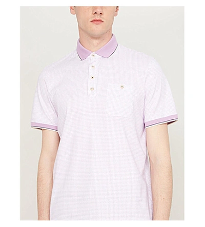 Shop Ted Baker Toff Geometric-print Cotton Polo Shirt In Purple