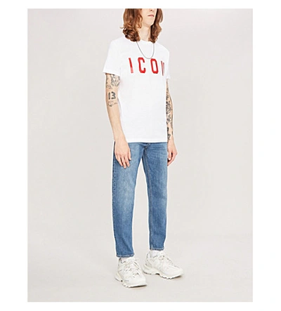 Shop Dsquared2 Icon Cotton-jersey T-shirt In White Red