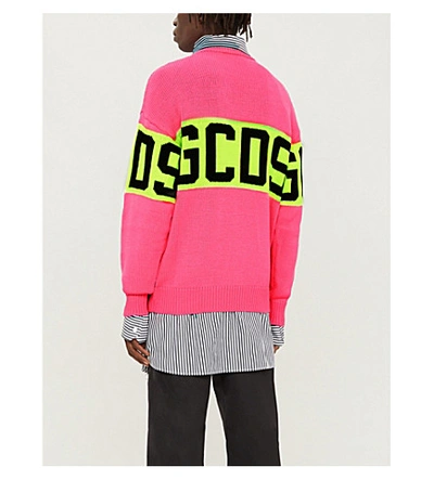 Shop Gcds Logo-intarsia Wool-blend Jumper In Pink