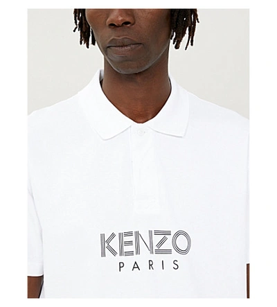 Shop Kenzo Branded Logo Cotton-piqué Polo Shirt In White