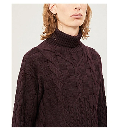 Shop Etro Cable-knit Wool Jumper In Brown