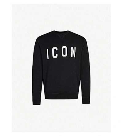 Shop Dsquared2 Icon Cotton-jersey Sweatshirt In Black White
