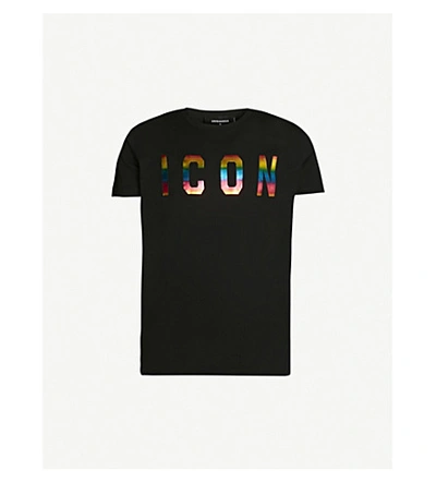 Shop Dsquared2 Icon Cotton-jersey T-shirt In Black