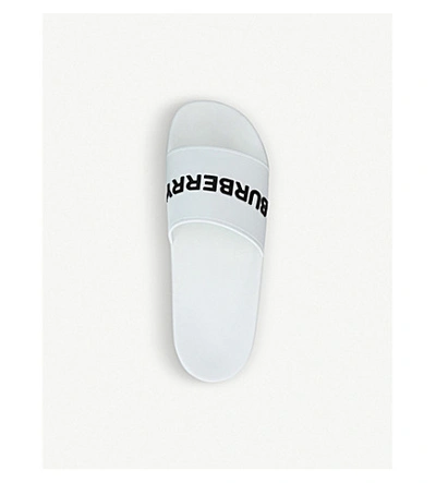 Shop Burberry Furley Rubber Sliders In White/blk